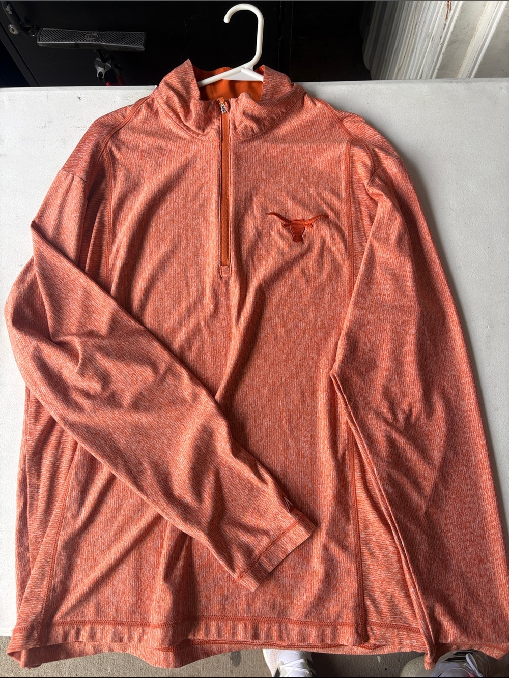 Antigua Longhorn Orange Heather Quarter-Zip Pullover